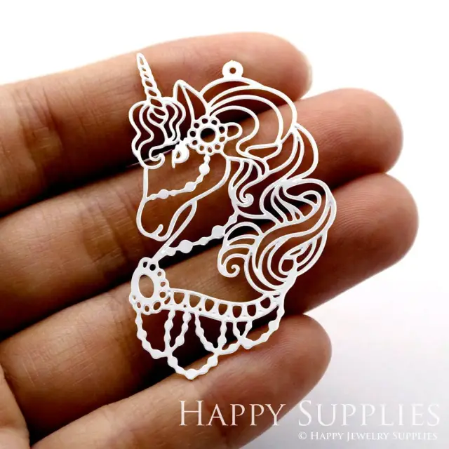 Stainless Steel Jewelry Charms, Unicorn Stainless Steel Earring Charms, Stainless Steel Silver Jewelry Pendants, Stainless Steel Silver Jewelry Findings, Stainless Steel Pendants Jewelry Wholesale (SSD1494)