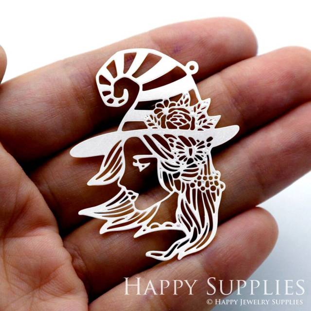 Stainless Steel Jewelry Charms, Witch Stainless Steel Earring Charms, Stainless Steel Silver Jewelry Pendants, Stainless Steel Silver Jewelry Findings, Stainless Steel Pendants Jewelry Wholesale (SSD1530)