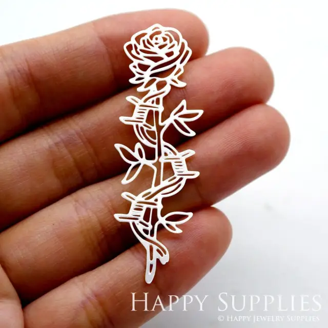 Stainless Steel Jewelry Charms, Rose Flower  Stainless Steel Earring Charms, Stainless Steel Silver Jewelry Pendants, Stainless Steel Silver Jewelry Findings, Stainless Steel Pendants Jewelry Wholesale (SSD1553)