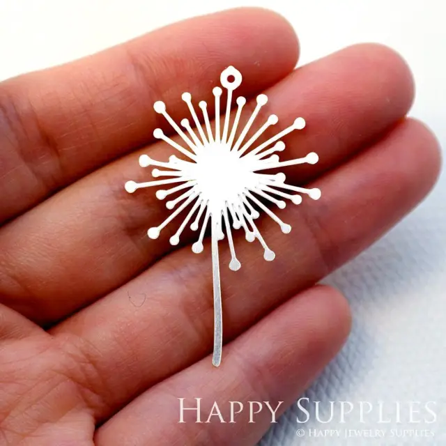 Stainless Steel Jewelry Charms, Flower Dandelion Stainless Steel Earring Charms, Stainless Steel Silver Jewelry Pendants, Stainless Steel Silver Jewelry Findings, Stainless Steel Pendants Jewelry Wholesale (SSD1652)