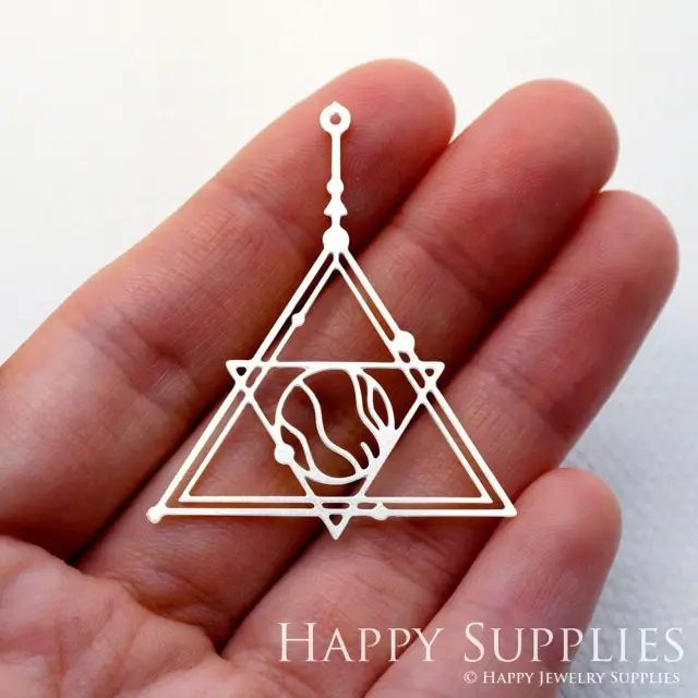 Stainless Steel Jewelry Charms, Triangle Stainless Steel Earring Charms, Stainless Steel Silver Jewelry Pendants, Stainless Steel Silver Jewelry Findings, Stainless Steel Pendants Jewelry Wholesale (SSD1653)