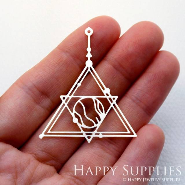 Stainless Steel Jewelry Charms, Triangle Stainless Steel Earring Charms, Stainless Steel Silver Jewelry Pendants, Stainless Steel Silver Jewelry Findings, Stainless Steel Pendants Jewelry Wholesale (SSD1653)