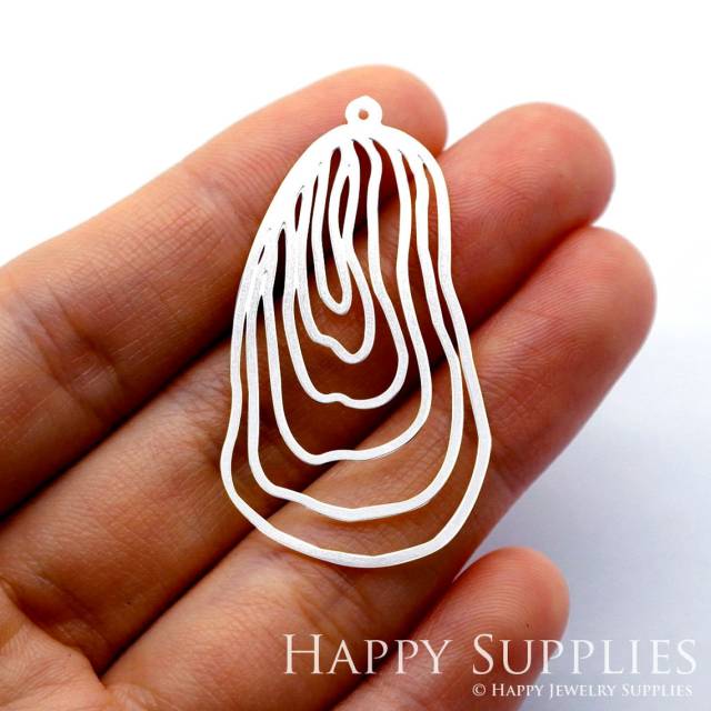 Stainless Steel Jewelry Charms, Oval Stainless Steel Earring Charms, Stainless Steel Silver Jewelry Pendants, Stainless Steel Silver Jewelry Findings, Stainless Steel Pendants Jewelry Wholesale (SSD1638)