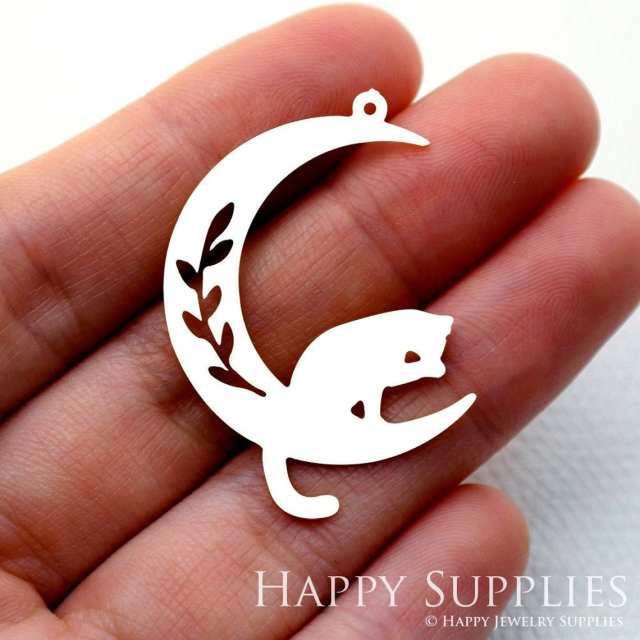 Stainless Steel Jewelry Charms, Cat Stainless Steel Earring Charms, Stainless Steel Silver Jewelry Pendants, Stainless Steel Silver Jewelry Findings, Stainless Steel Pendants Jewelry Wholesale (SSD1650)