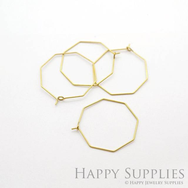 Brass Jewelry Charms, Octagon Raw Brass Earring Charms, Brass Jewelry Pendants, Raw Brass Jewelry Findings, Brass Pendants Jewelry Wholesale (NZG220)