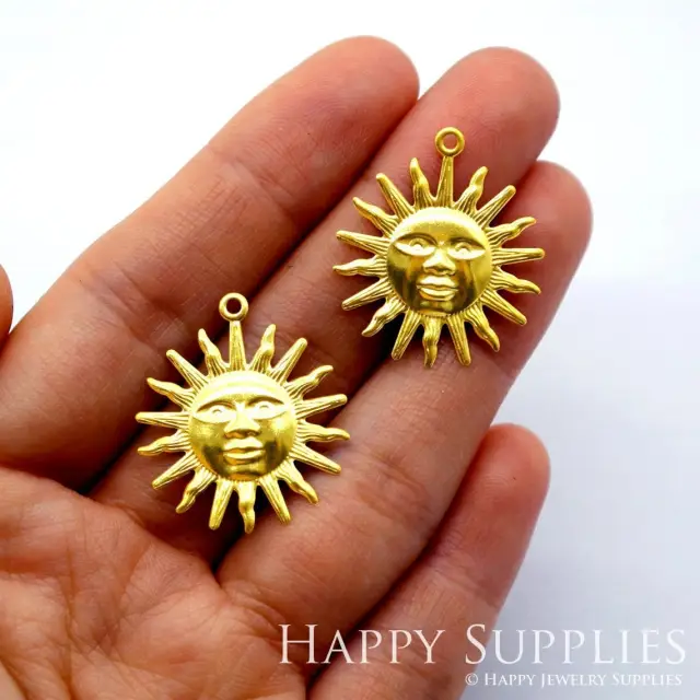 Brass Jewelry Charms, Sun Raw Brass Earring Charms, Brass Jewelry Pendants, Raw Brass Jewelry Findings, Brass Pendants Jewelry Wholesale (NZG233)