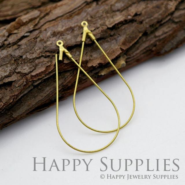 10pcs Nickel Free - Hight Quality Teardrop Raw Brass Hoop Earrings (HE161)