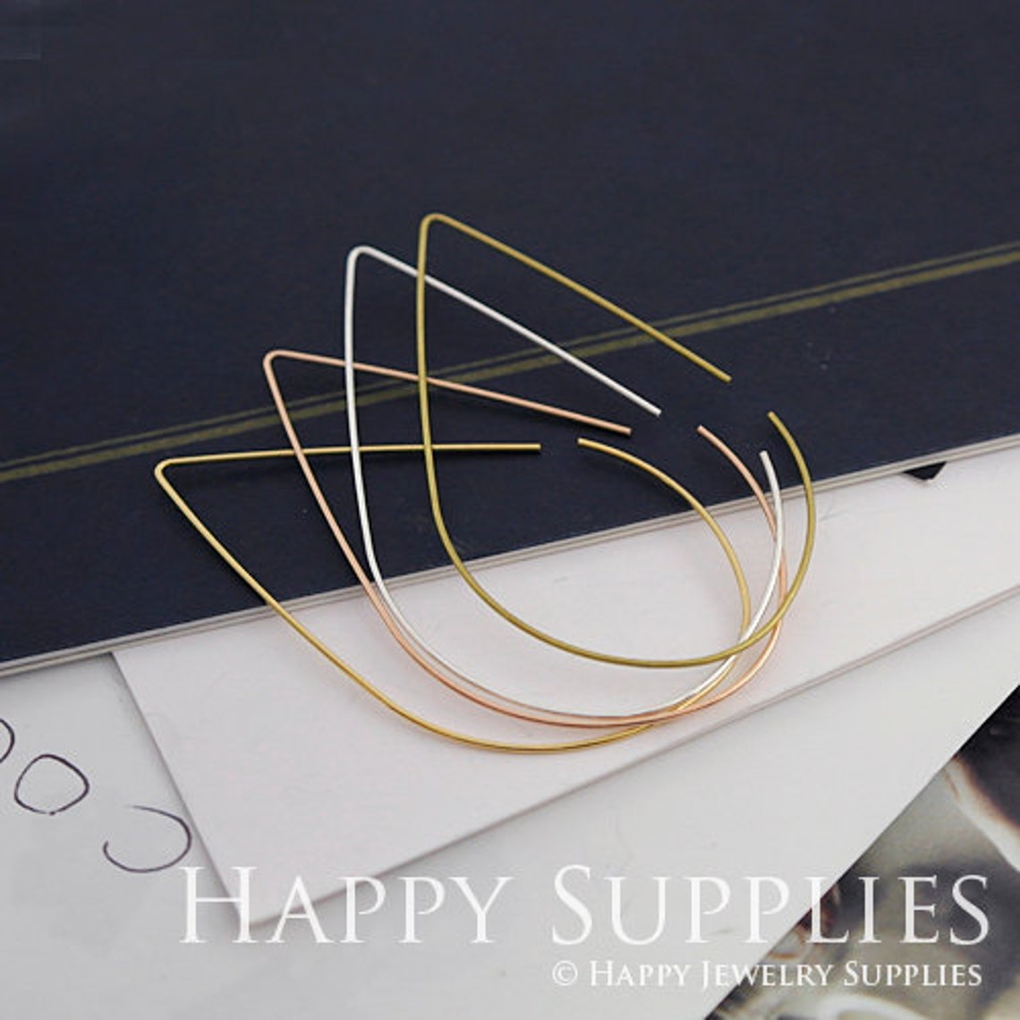 20pcs Nickel Free - Hight Quality 45x25mm droplets Rose Gold / Silver/ Golden Plated Brass Hoop Earrings (HE162)