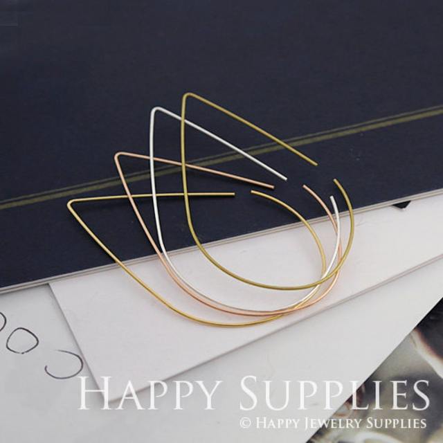 20pcs Nickel Free - Hight Quality 45x25mm droplets Rose Gold / Silver/ Golden Plated Brass Hoop Earrings (HE162)
