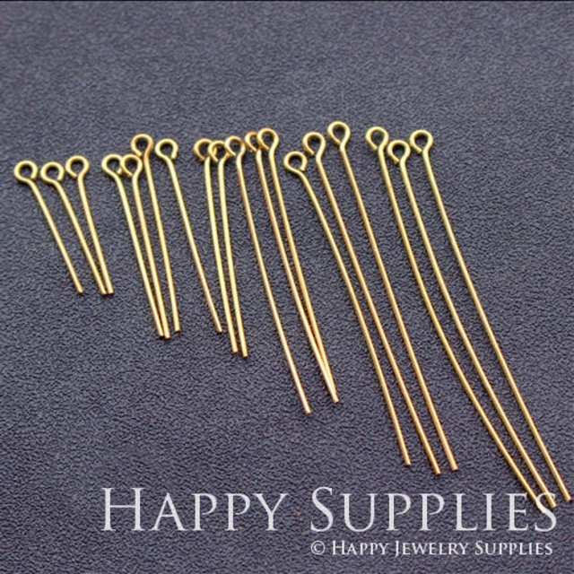 100Pcs High Quality Long Raw Brass End Headpin (ZG345)