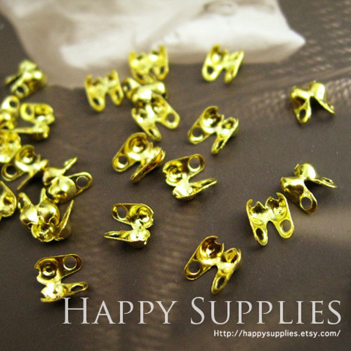 190pcs 1.2-1.5mm Gold Plated Bead Tips / Connectors for 1.2-1.5mm Ball Chains(17938)