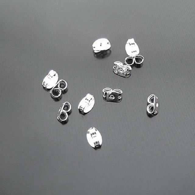 100pcs 5mm Silver Plated Earring Studs Back Stoppers (19651)