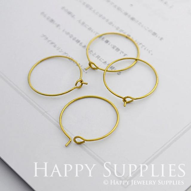 50pcs Nickel Free - Hight Quality 20/30/40/50mm Round Raw Brass Hoop Earrings (HE153-R)
