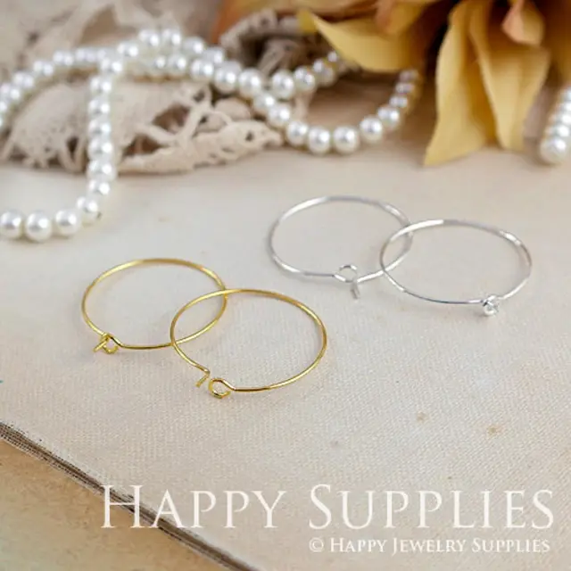 50pcs 20mm/ 25mm/30mm/35mm Round Brass Hoop Earrings (HE153)