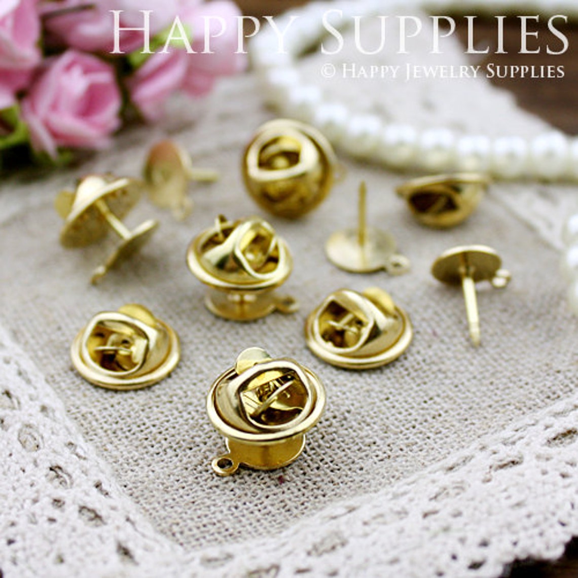50Pcs 8mm High Quality Raw Brass Brooch (ZJ143)