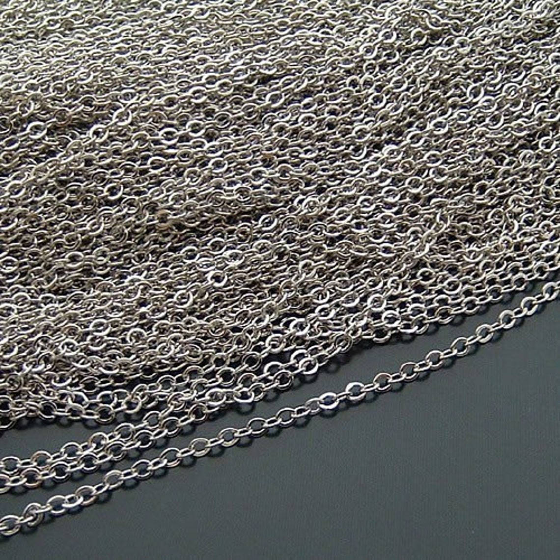 16.6 feet 2mm White Gold Plated Brass Flat Cross O Chains (15375)