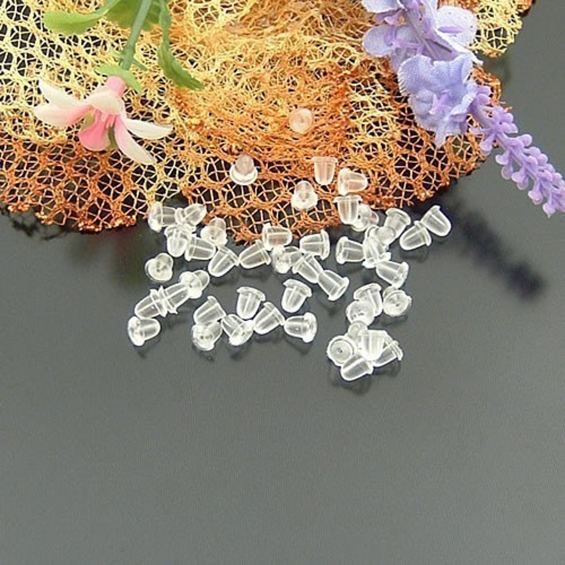 160pcs-6g 4x3mm Clear Rubber Earring Back Stoppers (9636)