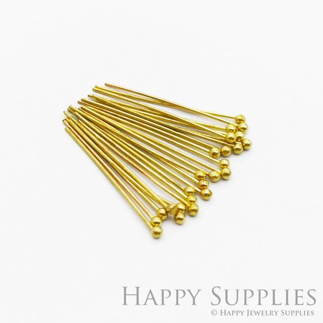 100Pcs High Quality Long Raw Brass Ball End Headpin (ZG343)