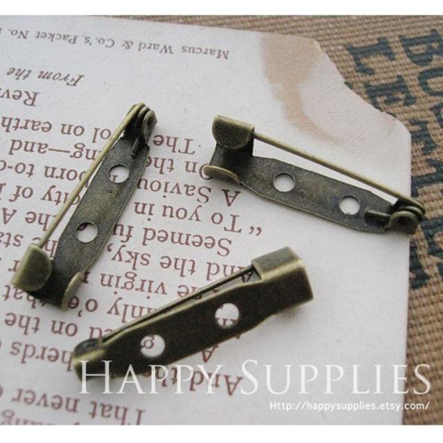 50Pcs 25mm Antique Bronze Safety Pin Back Base (19254)