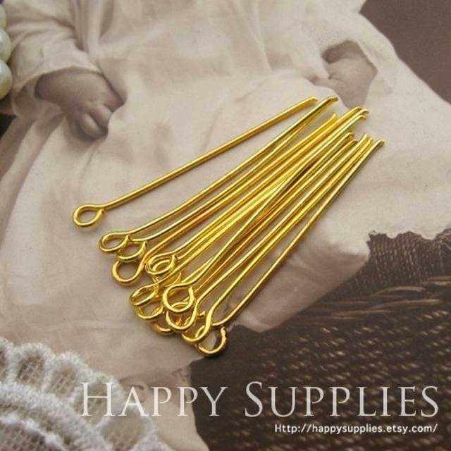 200pcs Nickel Free - 30mm Long Golden Eyepins (W122)