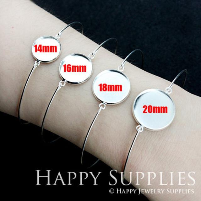 10pcs Cabochon Pendant Base Bangle Bracelet With 14mm/ 16mm/ 18mm/ 20mm Pad (PBC-E)