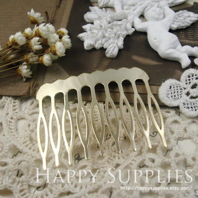 4pcs Nickel Free - High Quality Real Gold Plated Copper 9 Teeth Barrette Hair Combs (ZX145)