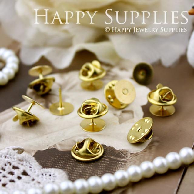 10Pcs 10mm High Quality Raw Brass Brooch (ZJ140)