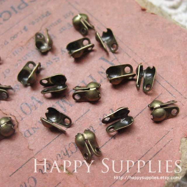 150pcs 1.2-1.5mm Antique Bronze Bead Tips / Connectors for 1.2-1.5mm Ball Chains (20324)