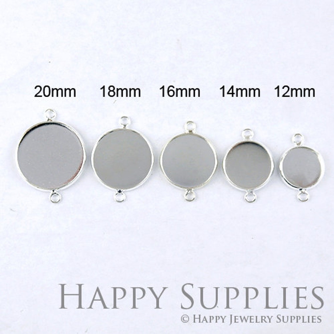 Nickel Free - 10Pcs High Quality Silver Plated Brass 12mm/ 14mm/ 16mm/ 18mm/ 20mm Cabochon Pendant Base With Two Loops (GD157R)