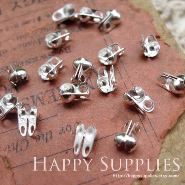 200pcs 2.4mm Silver Plated Bead Tips / Connectors for 2.4mm Ball Chains (23802)