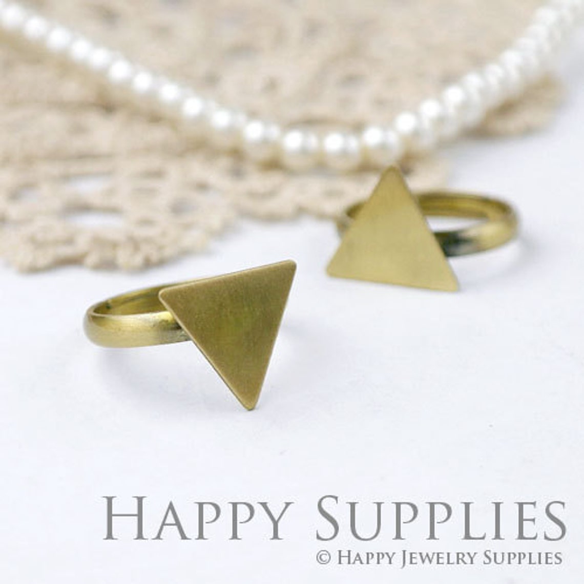 14.5mm Nickel Free Brass Ring with Triangle Pad (ZG141)