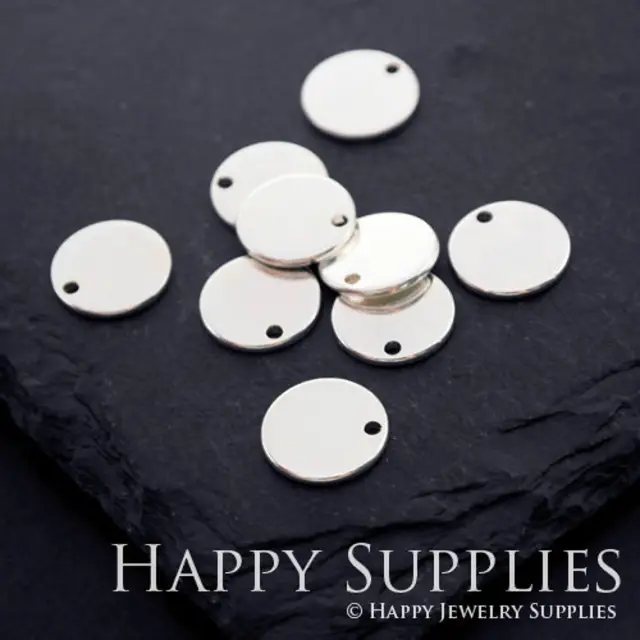 20Pcs High Quality Silver Brass Round Pendant Charms with a Hole (ZG133-S)