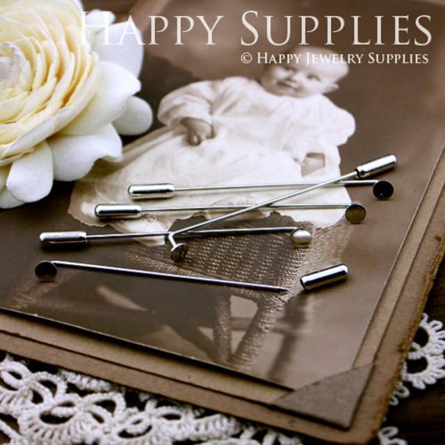 10Pcs 60mm Silver Safety Pin Back Base (25948)