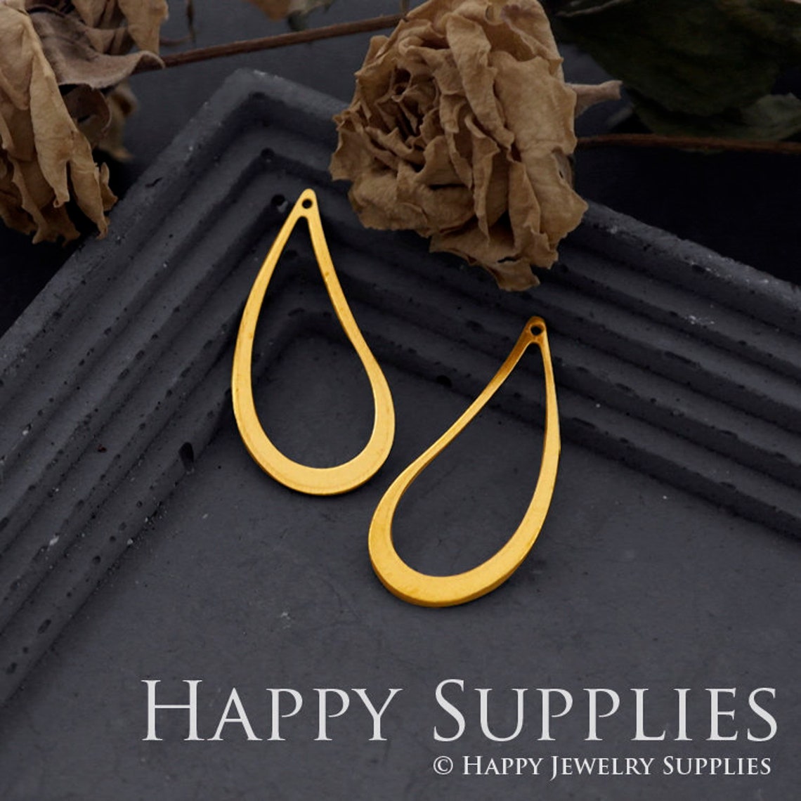 Brass Jewelry Charms, Teardrop Raw Brass Earring Charms, Brass Jewelry Pendants, Raw Brass Jewelry Findings, Brass Pendants Jewelry Wholesale (ZG312-S)