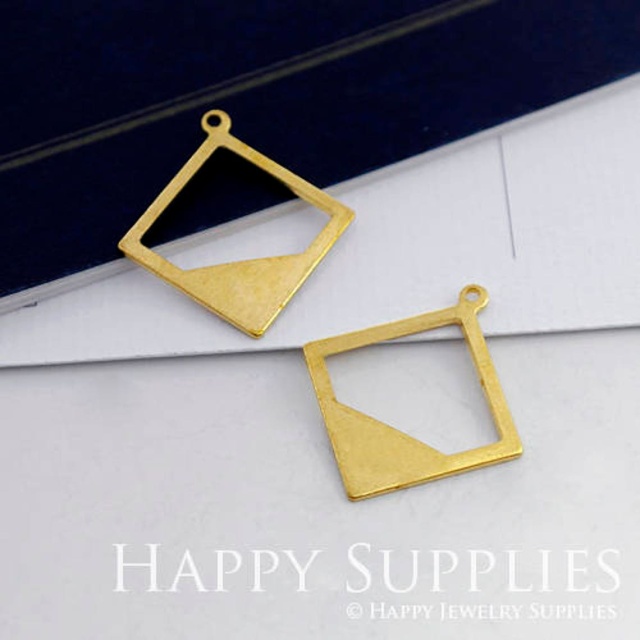 Brass Jewelry Charms, Square Raw Brass Earring Charms, Brass Jewelry Pendants, Raw Brass Jewelry Findings, Brass Pendants Jewelry Wholesale (ZG325)