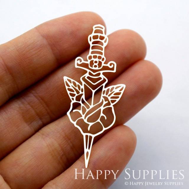 Stainless Steel Jewelry Charms, Sword Stainless Steel Earring Charms, Stainless Steel Silver Jewelry Pendants, Stainless Steel Silver Jewelry Findings, Stainless Steel Pendants Jewelry Wholesale (SSD1730)