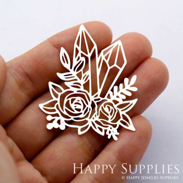 Stainless Steel Jewelry Charms, Geometric Flower Stainless Steel Earring Charms, Stainless Steel Silver Jewelry Pendants, Stainless Steel Silver Jewelry Findings, Stainless Steel Pendants Jewelry Wholesale (SSD1733)