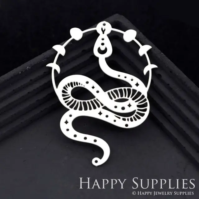 Stainless Steel Jewelry Charms, Snake Stainless Steel Earring Charms, Stainless Steel Silver Jewelry Pendants, Stainless Steel Silver Jewelry Findings, Stainless Steel Pendants Jewelry Wholesale (SSD1758)