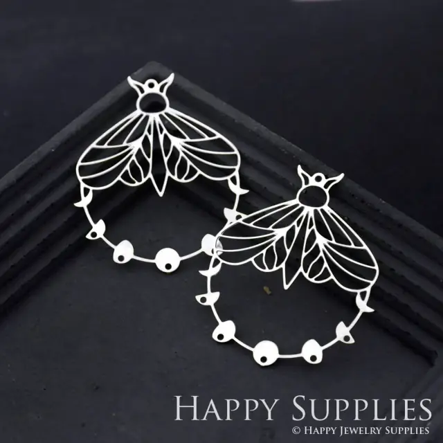 Stainless Steel Jewelry Charms, Geometric Moth Stainless Steel Earring Charms, Stainless Steel Silver Jewelry Pendants, Stainless Steel Silver Jewelry Findings, Stainless Steel Pendants Jewelry Wholesale (SSD1765)