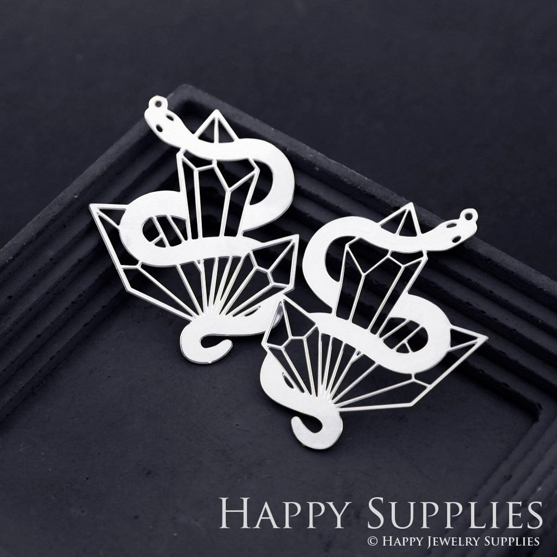 Stainless Steel Jewelry Charms, Diamond Geometric Snake Stainless Steel Earring Charms, Stainless Steel Silver Jewelry Pendants, Stainless Steel Silver Jewelry Findings, Stainless Steel Pendants Jewelry Wholesale (SSD1813)