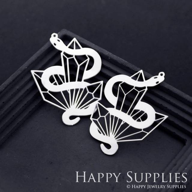 Stainless Steel Jewelry Charms, Diamond Geometric Snake Stainless Steel Earring Charms, Stainless Steel Silver Jewelry Pendants, Stainless Steel Silver Jewelry Findings, Stainless Steel Pendants Jewelry Wholesale (SSD1813)