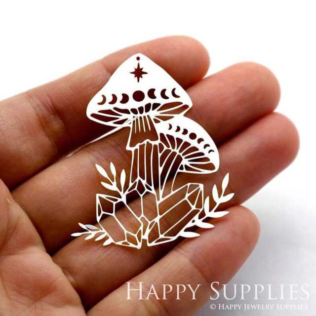 Stainless Steel Jewelry Charms, Mushroom Geometric Stainless Steel Earring Charms, Stainless Steel Silver Jewelry Pendants, Stainless Steel Silver Jewelry Findings, Stainless Steel Pendants Jewelry Wholesale (SSD1797)