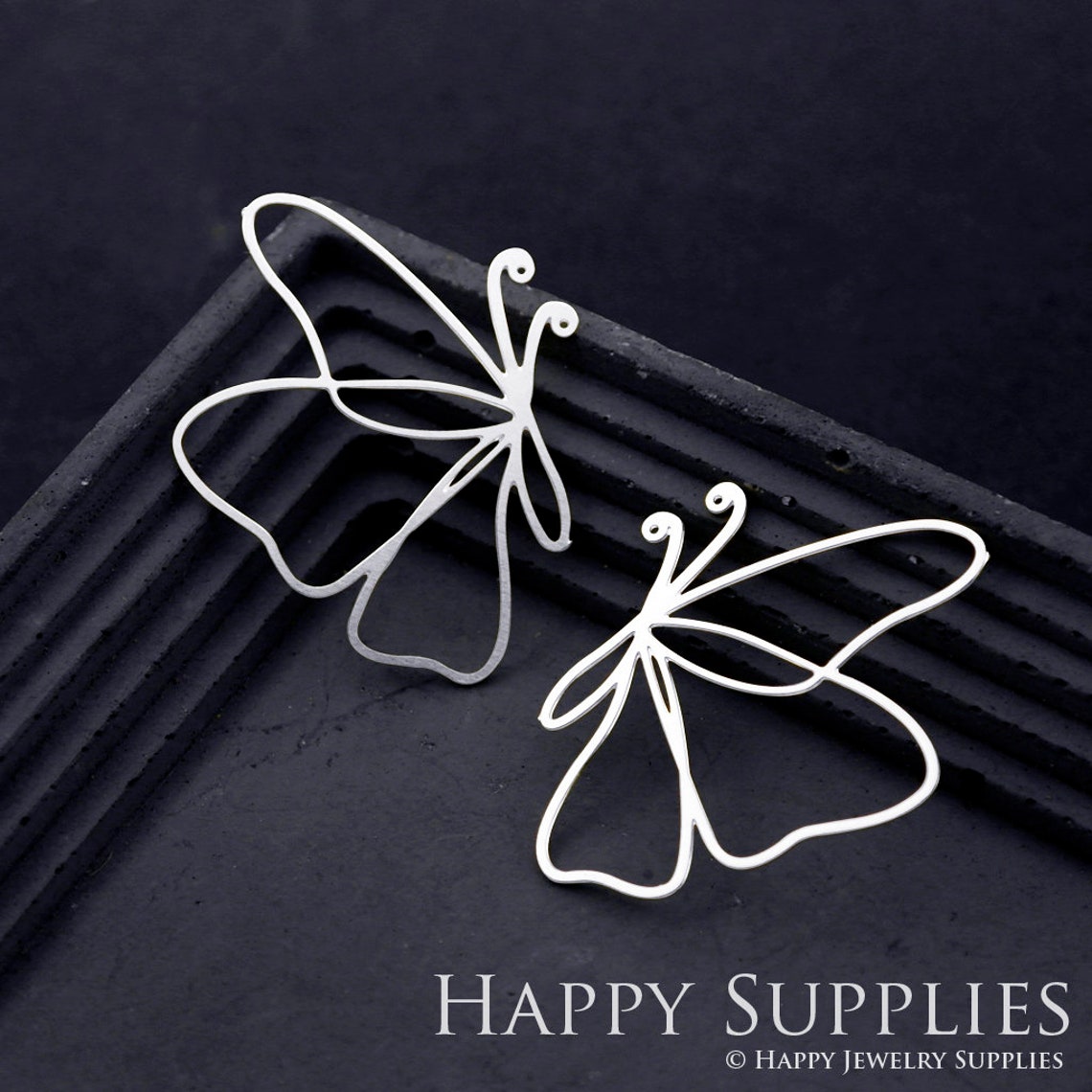 Stainless Steel Jewelry Charms, Butterfly Stainless Steel Earring Charms, Stainless Steel Silver Jewelry Pendants, Stainless Steel Silver Jewelry Findings, Stainless Steel Pendants Jewelry Wholesale (SSD1802)
