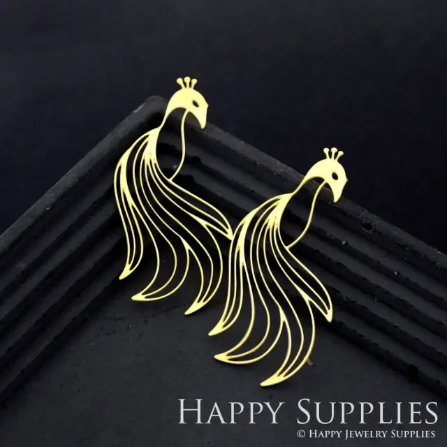 Brass Jewelry Charms, Peacock Raw Brass Earring Charms, Brass Jewelry Pendants, Raw Brass Jewelry Findings, Brass Pendants Jewelry Wholesale (RD1821)