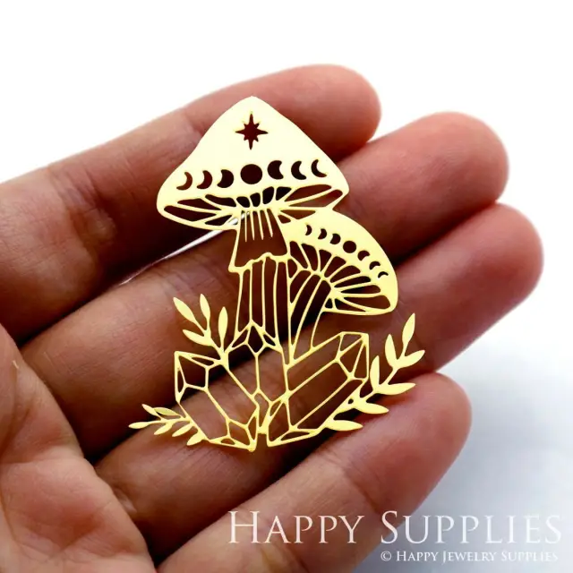 Brass Jewelry Charms, Mushroom Raw Brass Earring Charms, Brass Jewelry Pendants, Raw Brass Jewelry Findings, Brass Pendants Jewelry Wholesale (RD1797)