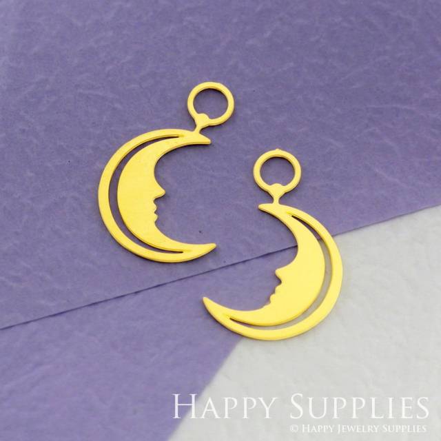 Brass Jewelry Charms, Moon Raw Brass Earring Charms, Brass Jewelry Pendants, Raw Brass Jewelry Findings, Brass Pendants Jewelry Wholesale (RD1875)