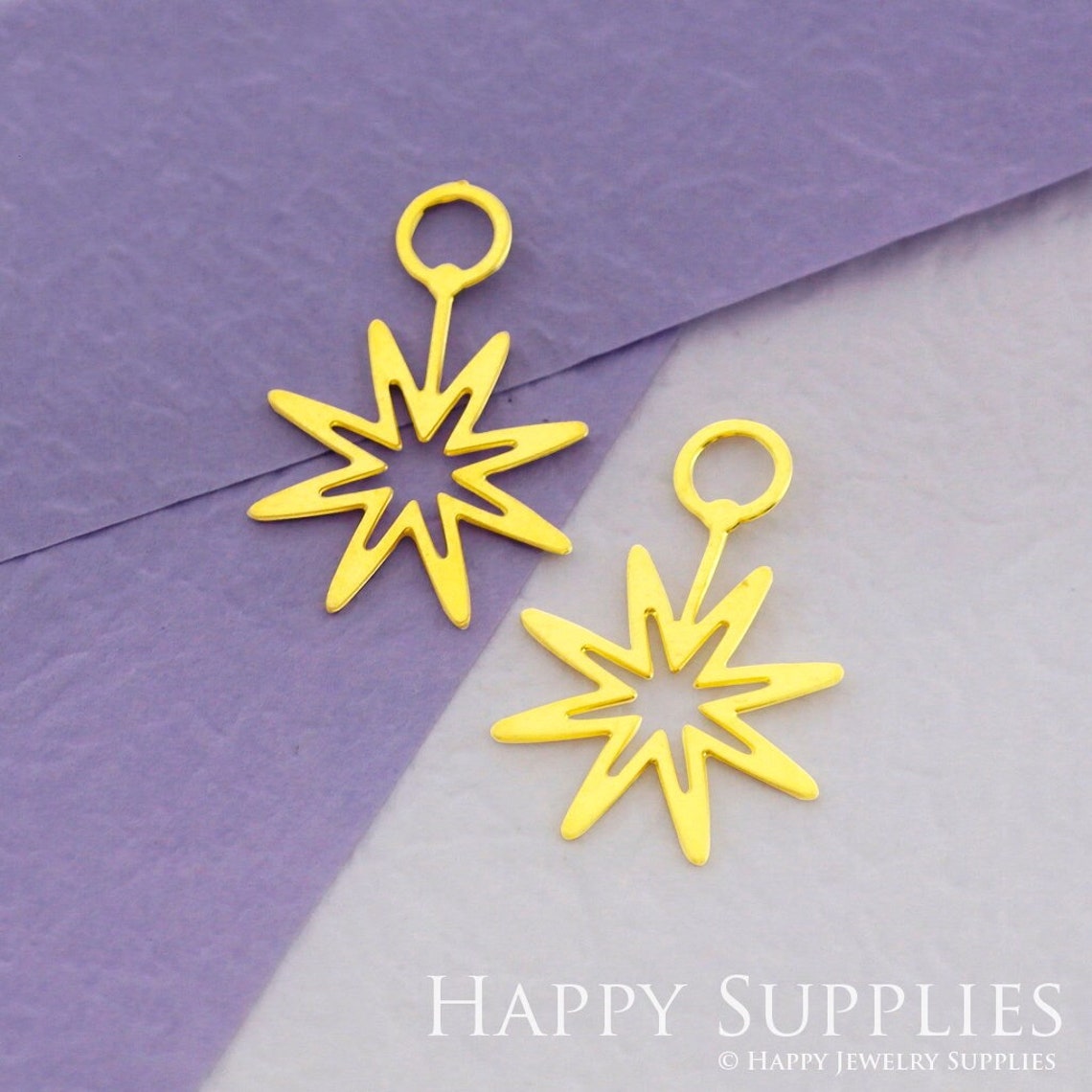 Brass Jewelry Charms, Star Geometry Raw Brass Earring Charms, Brass Jewelry Pendants, Raw Brass Jewelry Findings, Brass Pendants Jewelry Wholesale (RD1881)