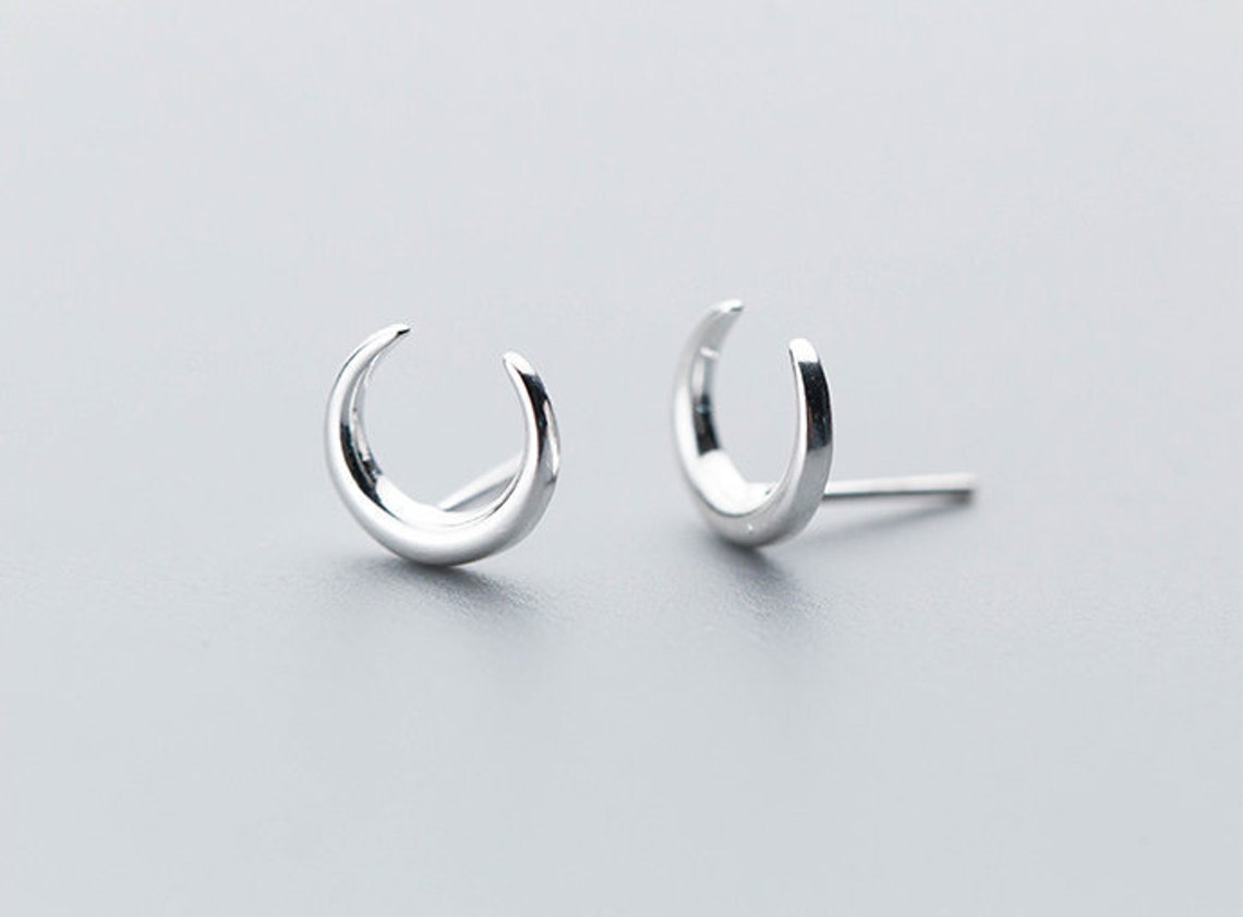 Stud Earrings,Sterling Silver Stud Earrings,Tiny Stud Earrings,Minimalist Earrings,Earrings Studs,Earring Findings,Moom Earrings(YER002)
