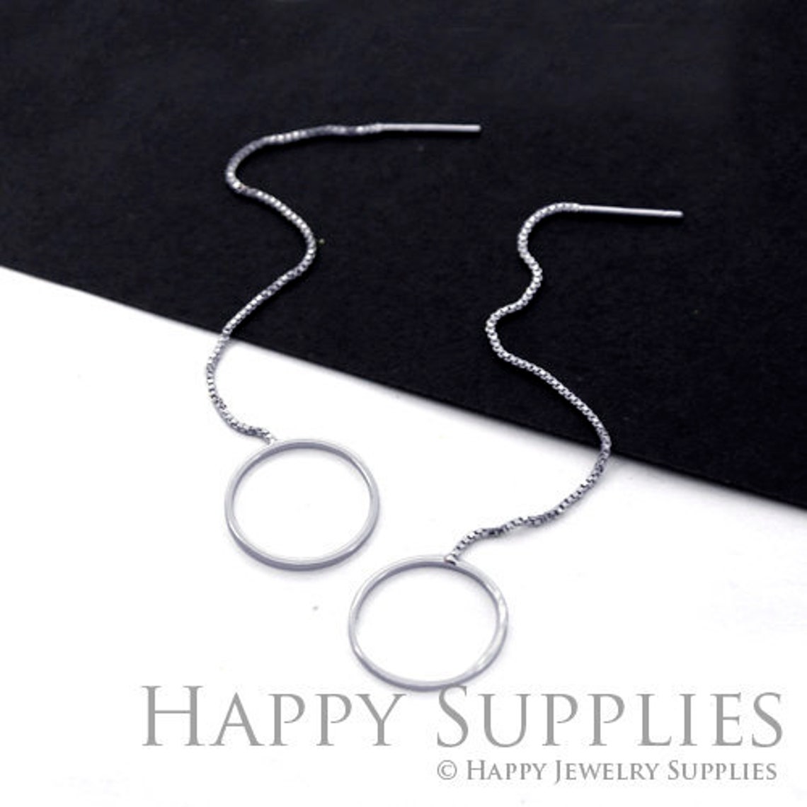1 Pair Sterling Silver Geometry Round Threader Earring / Geometry Jewelry / Everyday Jewelry / Perfect Gift For Her (ZE177)