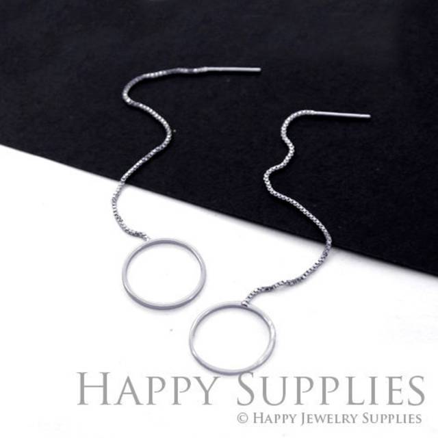1 Pair Sterling Silver Geometry Round Threader Earring / Geometry Jewelry / Everyday Jewelry / Perfect Gift For Her (ZE177)